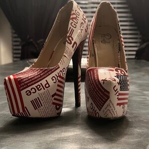 Patriotic Print Platform Heels
